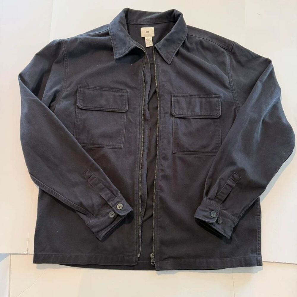 H&M Navy Utility Zip Up Jacket Workwear